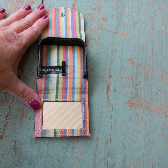 Fossil Black Leather Lens Jewelry Case with Mirror SMALL COMPACT TRAVEL - Picture 6 of 6